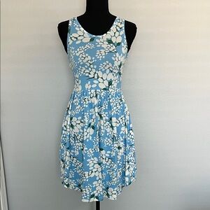 Floral Blue Sleeveless Dress